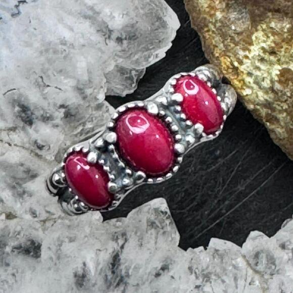 Jewelry - Carolyn Pollack Sterling Silver 3 Oval Red Jasper Decorated Ring For Women